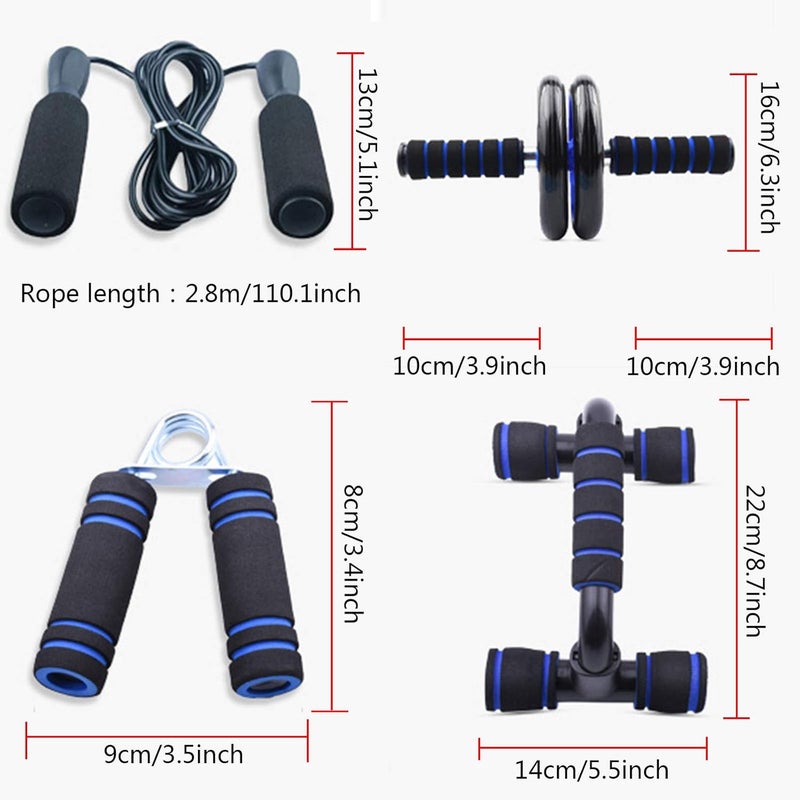 Sethruki Abdominal Muscle Training Rollers, 5-In-1 Roller Kit with Knee Pads, Push-Up Bars, Handle Grips, Skipping Ropes, Home Gym Exercise Kits Suitable for Physical Training - Image 3